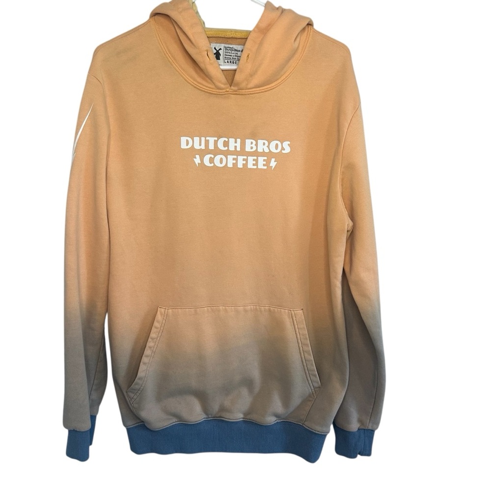 Dutch Bros LARGE Ombré Orange + Blue Hoodie Lightening DB 1992
